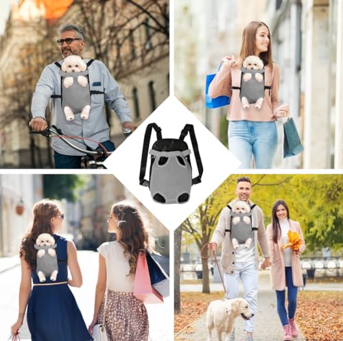 Dog Carrier Backpack Pet Legs Out Front Cat Travel Bag (Medium / Grey)