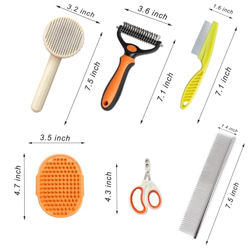 Cat Grooming Brush Kit 6 Tools (Orange)
