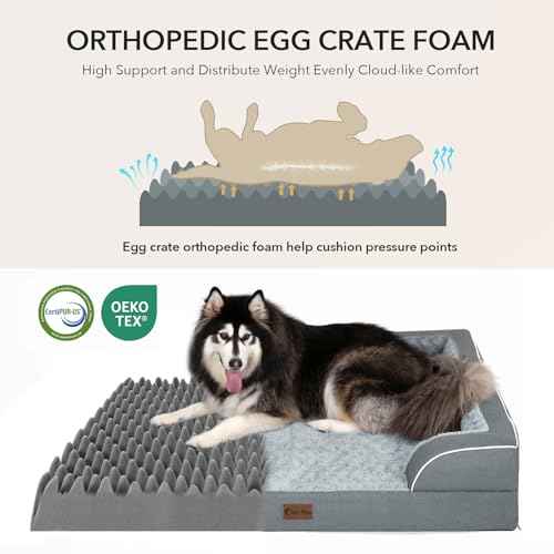 Orthopedic Washable Dog Bed for Extra Large Dogs (Grey / 48.0"L x 30.0"W x 8.5"Th)