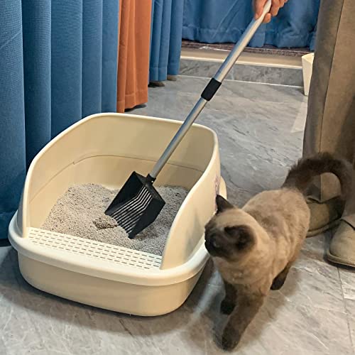 Metal Cat Litter Scoop Adjustable Long Handle Stainless Steel (21"-40"(Adjust by rotating))