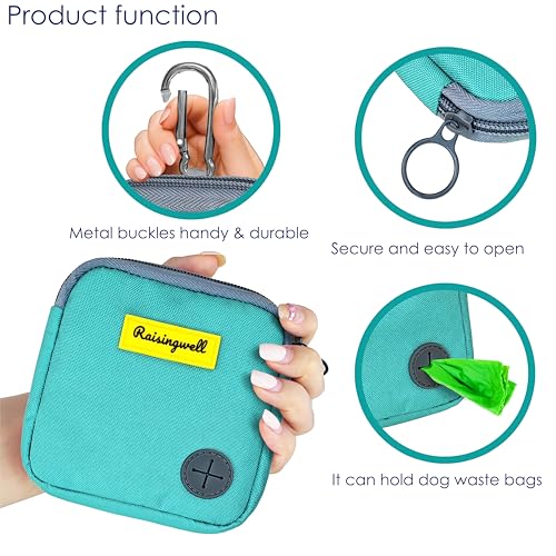 Dog Treat Pouch for Pet Walking and Training with Clicker Poop Bags Small Fanny Zipper Pack Holder for Puppy Snack Dispenser Kit for Leash and Outdoor Use （Green） (One Bag / a5.Green2)