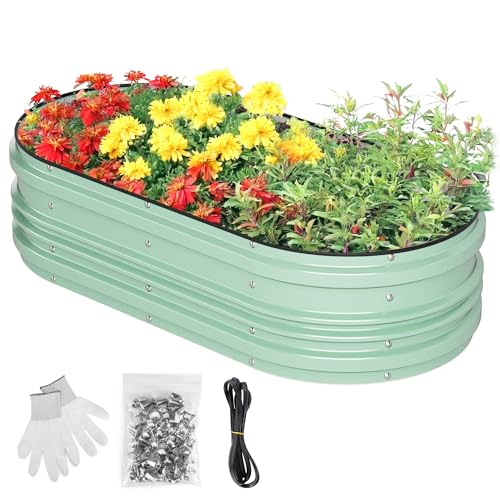 4x2x1ft Galvanized Raised Garden Bed Set (Light Green / 4x2x1ft)