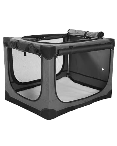 30 x 21 x 21 Inch Collapsible Soft Dog Crate for Dogs Up to 50 lbs (30.0"L x 21.0"W x 21.0"H / Grey)