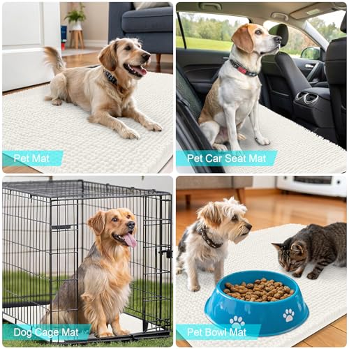 Dog Door Mat for Muddy Paws 30x17 (Ivory / 30" X 17")
