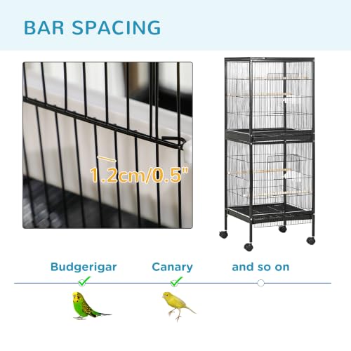 Large Bird Cage 1.7 ft. Width for Wingspan 55" (Black)