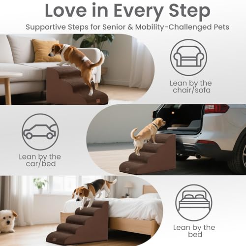 Ramp Dog Stairs for Couch Sofa and Chair 11.8" H (Brown / 2-Step (15.7"D x 15.7"W x 11.8"H))
