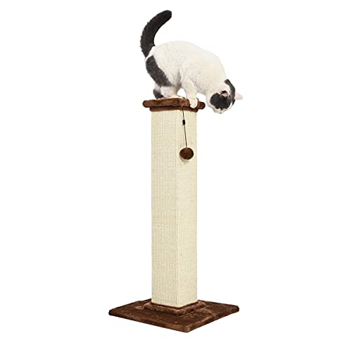 Sturdy Cat Scratching Post for Indoor Cats & Kittens (Premium Scratching Post / Brown / 35.4" H)