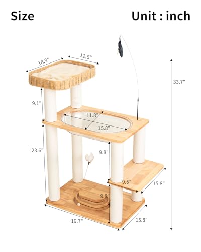 Wood Cat Tree for Large Cats (s975)