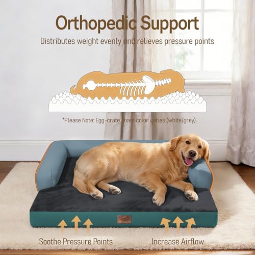 Orthopedic XL Dog Bed for Large and Extra Large Dogs (Terracotta Teal / 42"L x 30"W x 7.5"Th)