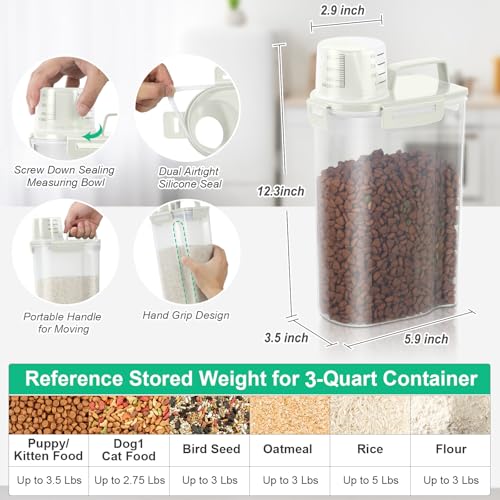 Rice Storage Container 3 to 5 Lbs (3Qt-Beige)