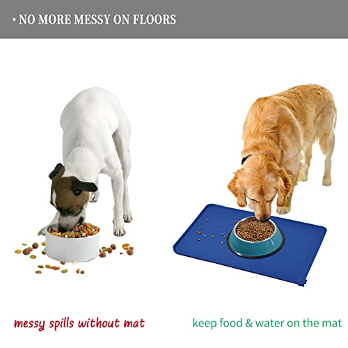 Silicone Pet Feeding Mat (Navy Blue / 22" x 14")