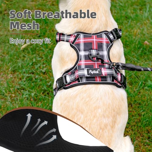 No Pull Dog Harness for Large (Black Plaid / X-Large)