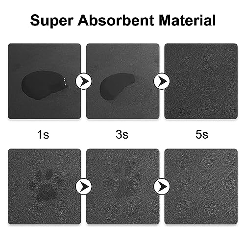 Cat Food and Water Mat for Pets (Black & Multiple cat heads Logo / 24"L x 16.9"W)