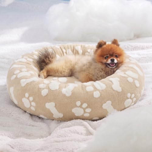 Shown on TV Jacquard Donut Cute Small Dog Beds (23.0"L x 23.0"W x 7.0"Th / Sand)