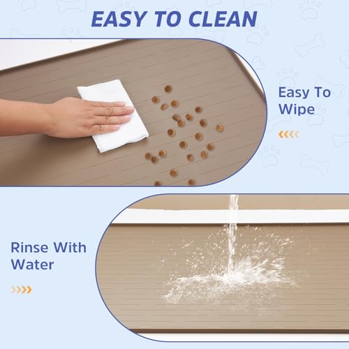 Large Dog Mats for Food and Water (Light Brown / 32"L x 24"W)