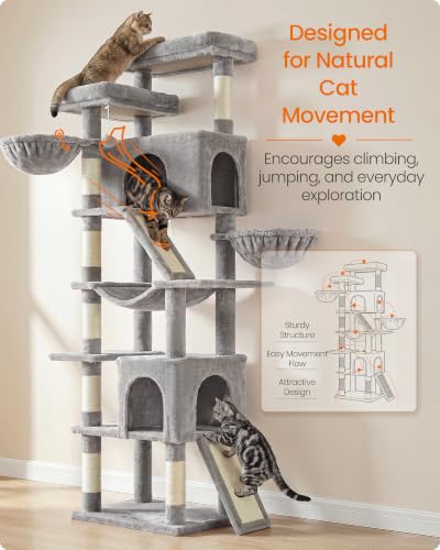 Large Cat Tree (Dove Gray / 21.6"L x 17.7"W x 81.1"H)