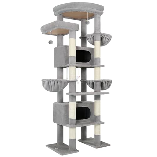 84 Inch Cat Tree for Large Cats (Light Gray)