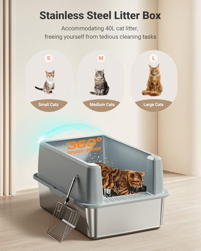 XL Stainless Steel Litter Box (Gray)