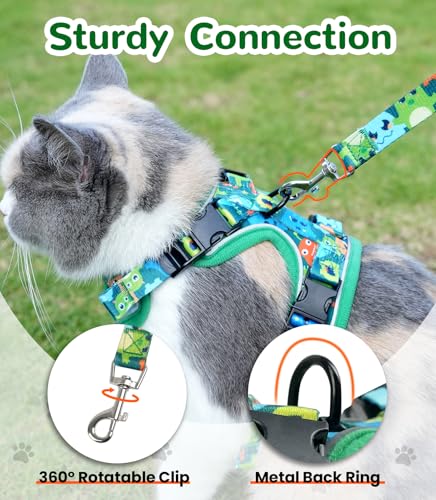 Cat Harness and Leash Set (H604 Pro Green Monster / Medium (13-18lb))