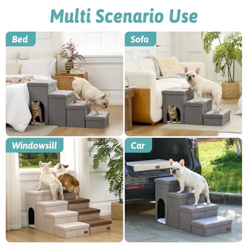 Dog Stairs with Storage (Grey / 43x17x22.6 inch)