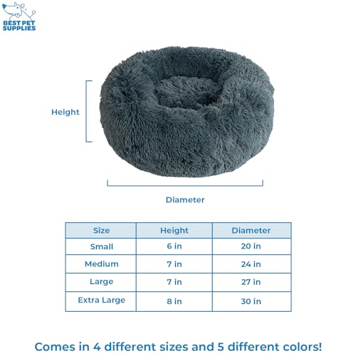 Round Calming Dog Bed for Small (Gray / 24" x 24" x 7")
