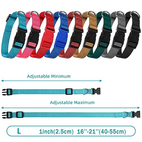9 Pcs Adjustable Dog Collars Set for Litter (Retro Colors / Large)