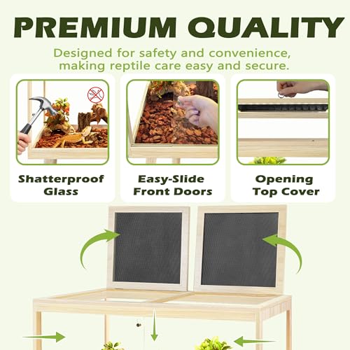 Bearded Dragon Tank with Legs (Oak / 60Gallons, 39inch)
