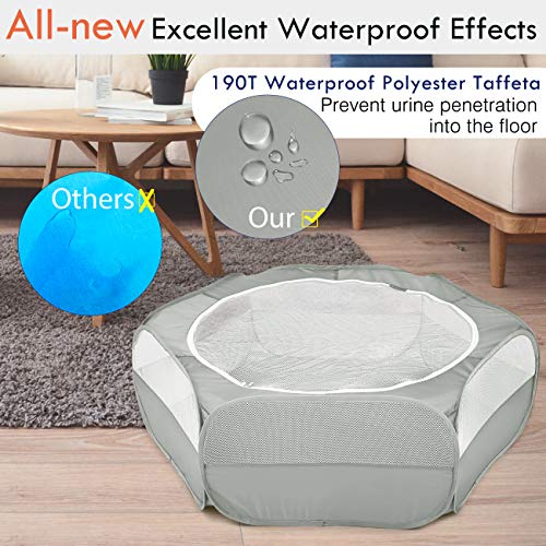 Small Animal Playpen with Zippered Cover (B-Gray)