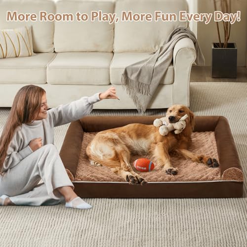 Orthopedic Washable Large Dog Bed for Senior Dog Comfy Sleep (36"l x 27"w x 6.5"th / Brown)