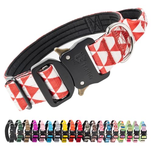 Tactical Dog Collar (Geometric Print - Handle Style / M: Neck 14.5" to 18")