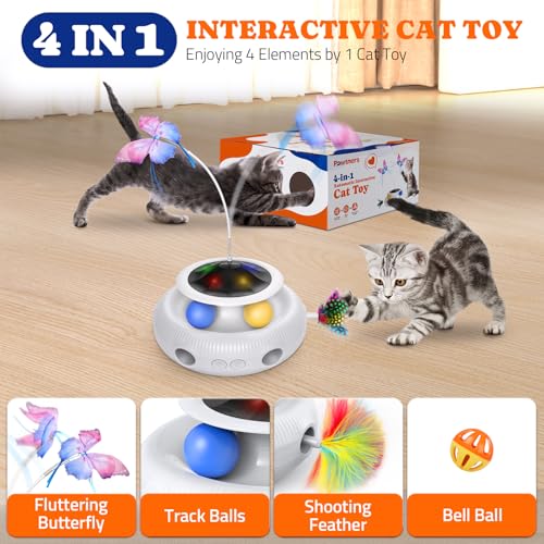 Cat Toys Automatic Interactive Kitten Toys for Indoor Cats (White)