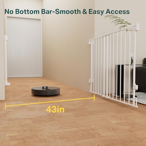 2 Pack 29.2 43" No Bottom Bar Baby & Dog Gate for Stairs & Doorways (White / 29.2"-43" W x 28" H | 2 Pack)
