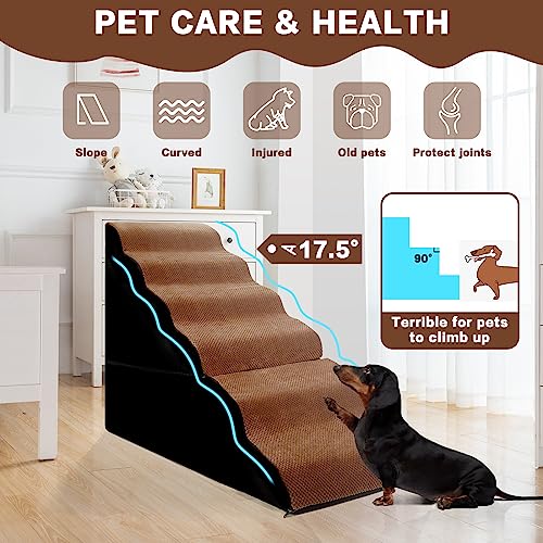 6 Step Dog Steps for High Beds 30" H (Brown 30" H)