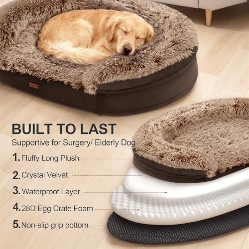 3.7 inch Thickened Orthopedic Dog Beds for Medium Dogs (Brown / 36"Lx27.5"Wx7.1"H)