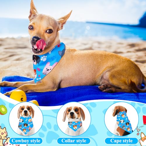 72 Pcs Boy Dog Bandanas Bulk Summer Triangle Scarf Colorful Cat Bibs Puppy Scarf Paw Pet Bandanas for Puppy Cat Birthday Party Costume (Boy Dog)