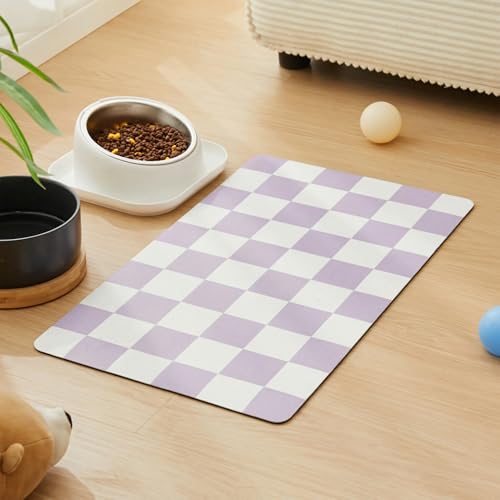 Checkered Dog Feeding Mat (19"L x 12"W / Purple)
