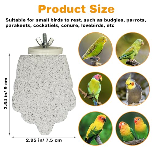4 PCS Bird Perches Calcium Parrot Perch Stand Bird Beak Grinding Stone Foot Claws Trimmer Parrot Chewing Toys Bird Cage Accessories for Budgie Cockatiel Conure Lovebird Finch
