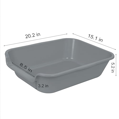 Extra Large Low Entry ABS Cat Litter Box (Small (Pack of 2) / Dark Gray)