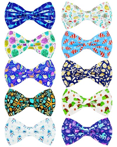 10 Pack Ocean Animals Dog Bowties for Large Dogs Sliding on Collar (M/L)