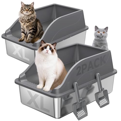 2PACK XL Stainless Steel Litter Box (Dark Grey XL)