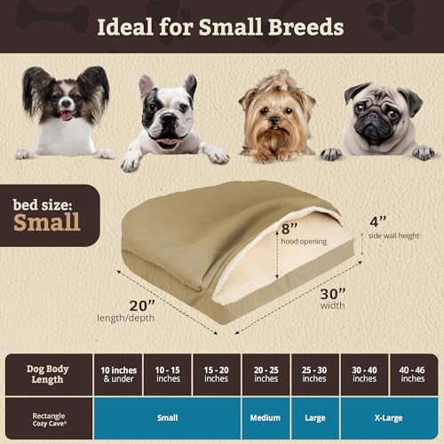 Rectangle Cozy Cave Dog Bed (Khaki / Small)