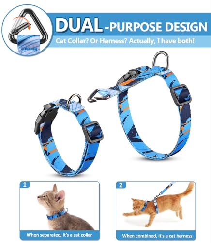 Cat Harness and Leash Set (Hawaii Blue / Medium (8-18 lb))