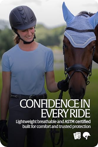 Gardian Horse Riding Helmet Equestrian Women and Adults (Black / Small-Medium)