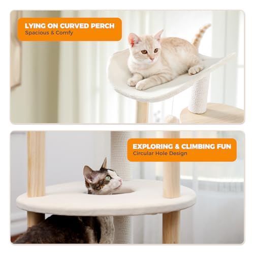 5 Level Beige Cat Tree Tower (Beige / 50 inches)