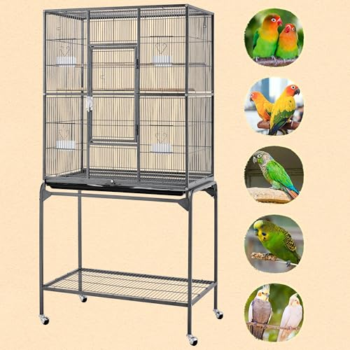 63'' Detachable Parrot Cage for Cockatiel Sun Parakeet Green Cheek Conure Lovebird Budgie Finch Bird Cage with Stand