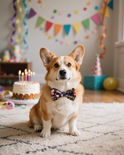 5 Pack Happy Birthday Dog Bowties for Large Dogs Slide on Collar (M/L)