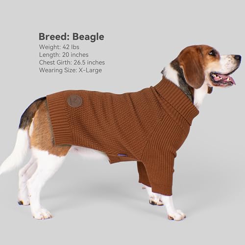 Dog Sweater Long Sleeve Warm Sweaters for Small Dogs Boy Girl Cats (Brown / Small)