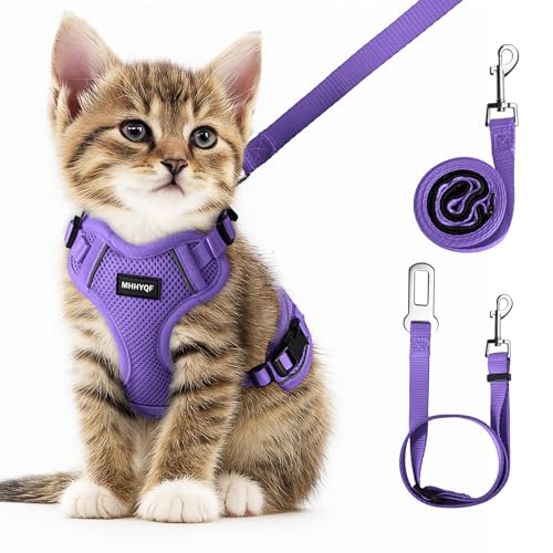 Cat Harness and Leash Set for Walking Escape Proof (Purple / X-Small)