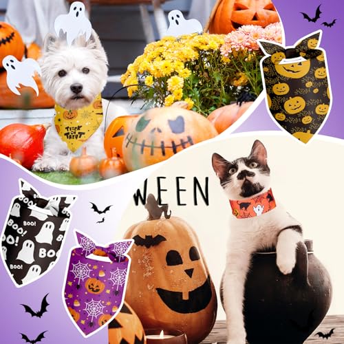 100 Pcs Halloween Dog Bandanas Bulk for Pets Lover Gifts Charm (Halloween / 25.6 x 17.7 x 17.7 Inch)