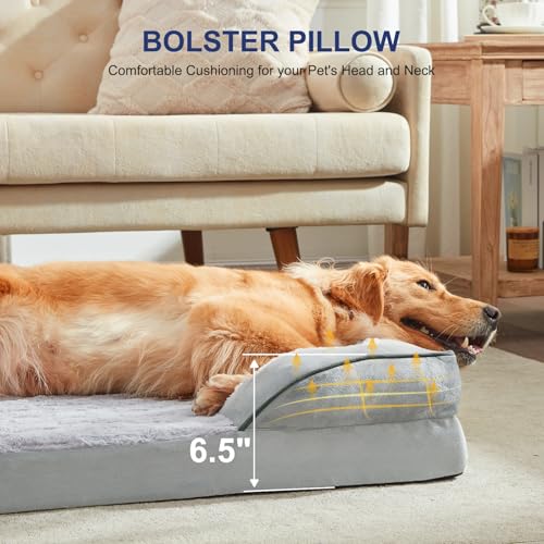 Orthopedic Supportive Large Dog Bed (42.0''l x 32.0''w x 6.5''th / Light Grey)